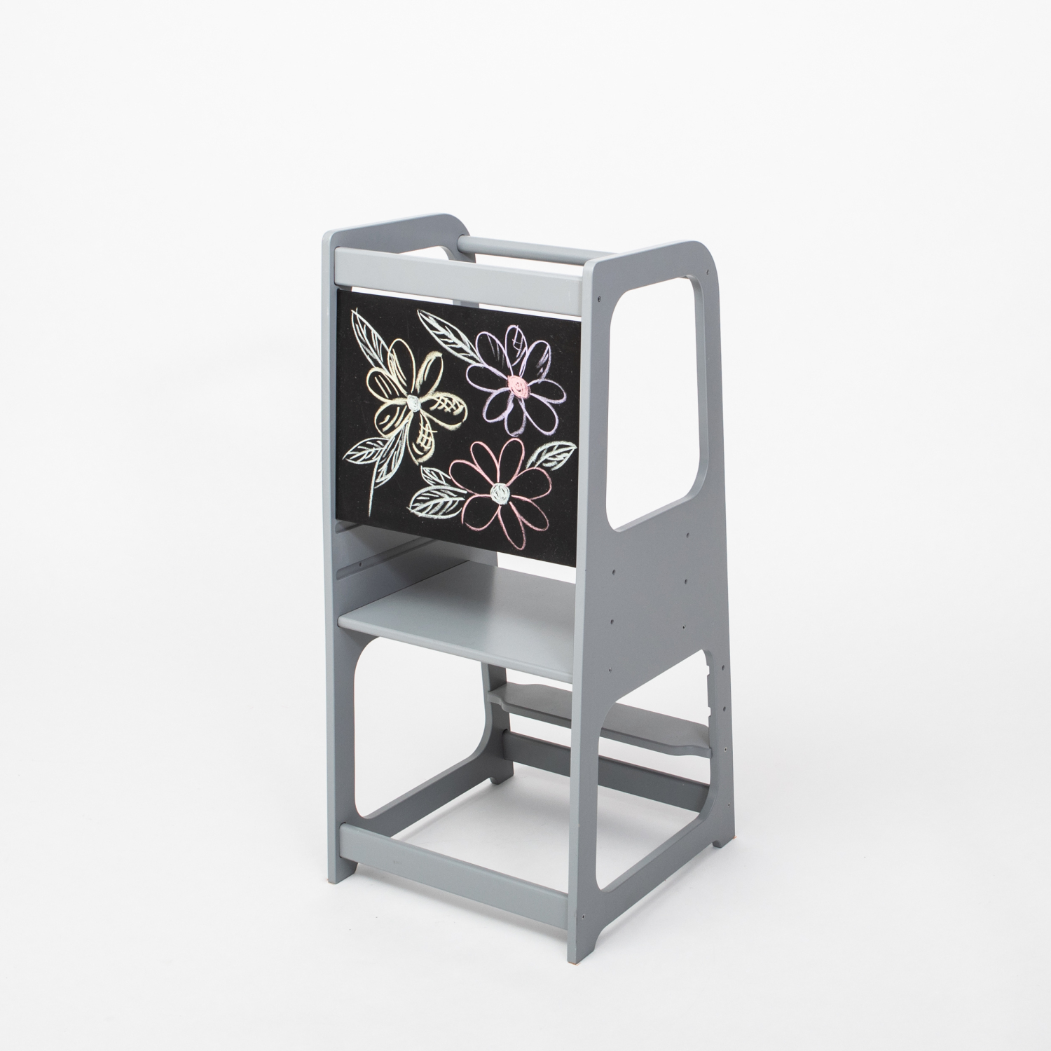 Tour d’apprentissage pour enfant avec tableau noir – Marchepied tour de cuisine en bois – Image 2